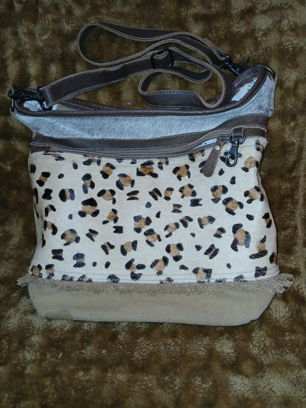 Myra Leopard Print Crossbody Bag in Brown and Cream - Women Bags